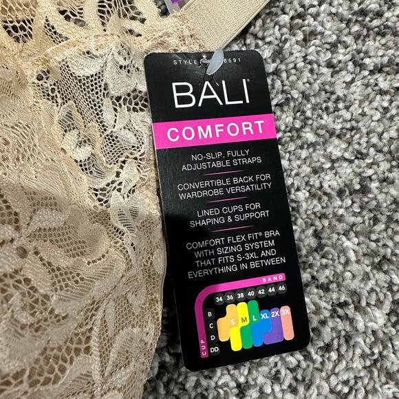New with Tag! BALI Comfort 2XL Flex-Fit Bra, DF6591, Nude Lace, Convertible Back - Picture 7 of 7